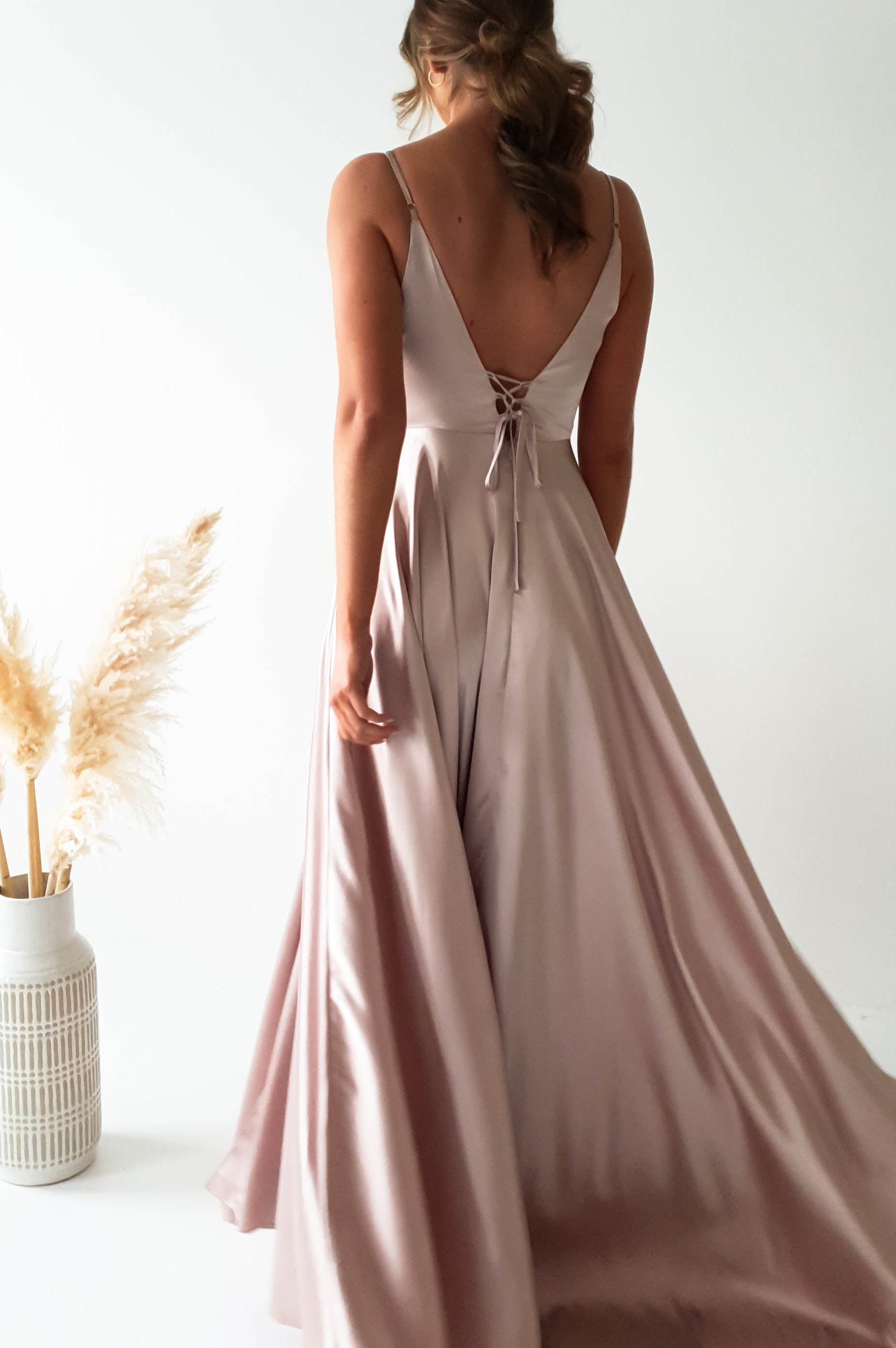 Velia Satin Maxi Gown | Champagne - Oh Hello Clothing