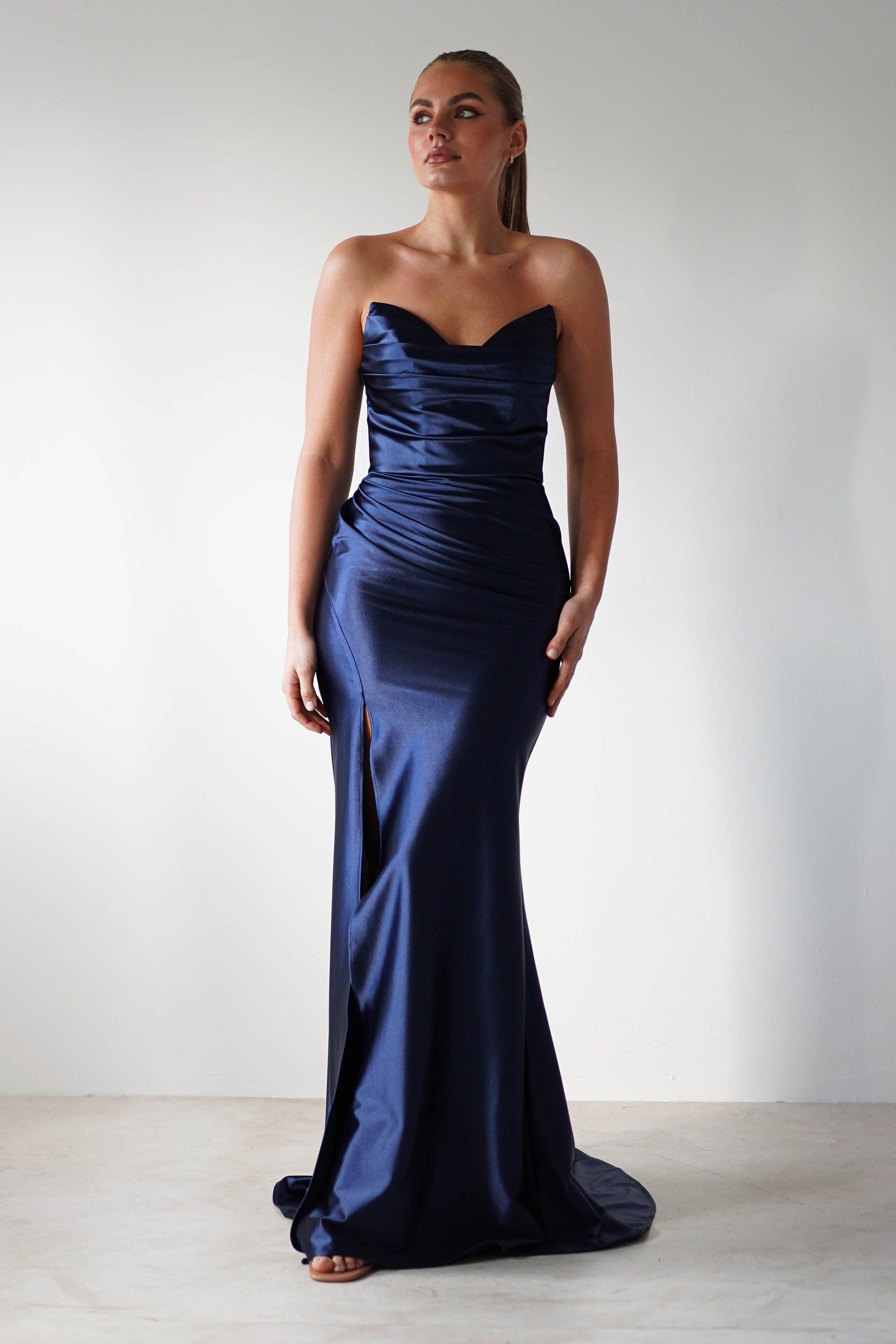 Venice Strapless Bodycon Gown | Navy - Oh Hello Clothing