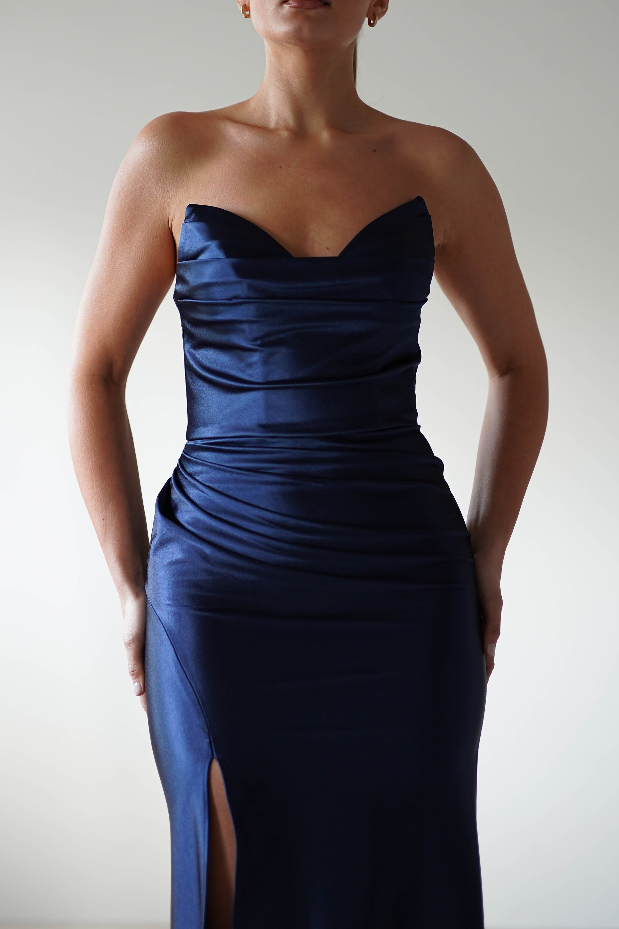 Venice Strapless Bodycon Gown | Navy - Oh Hello Clothing