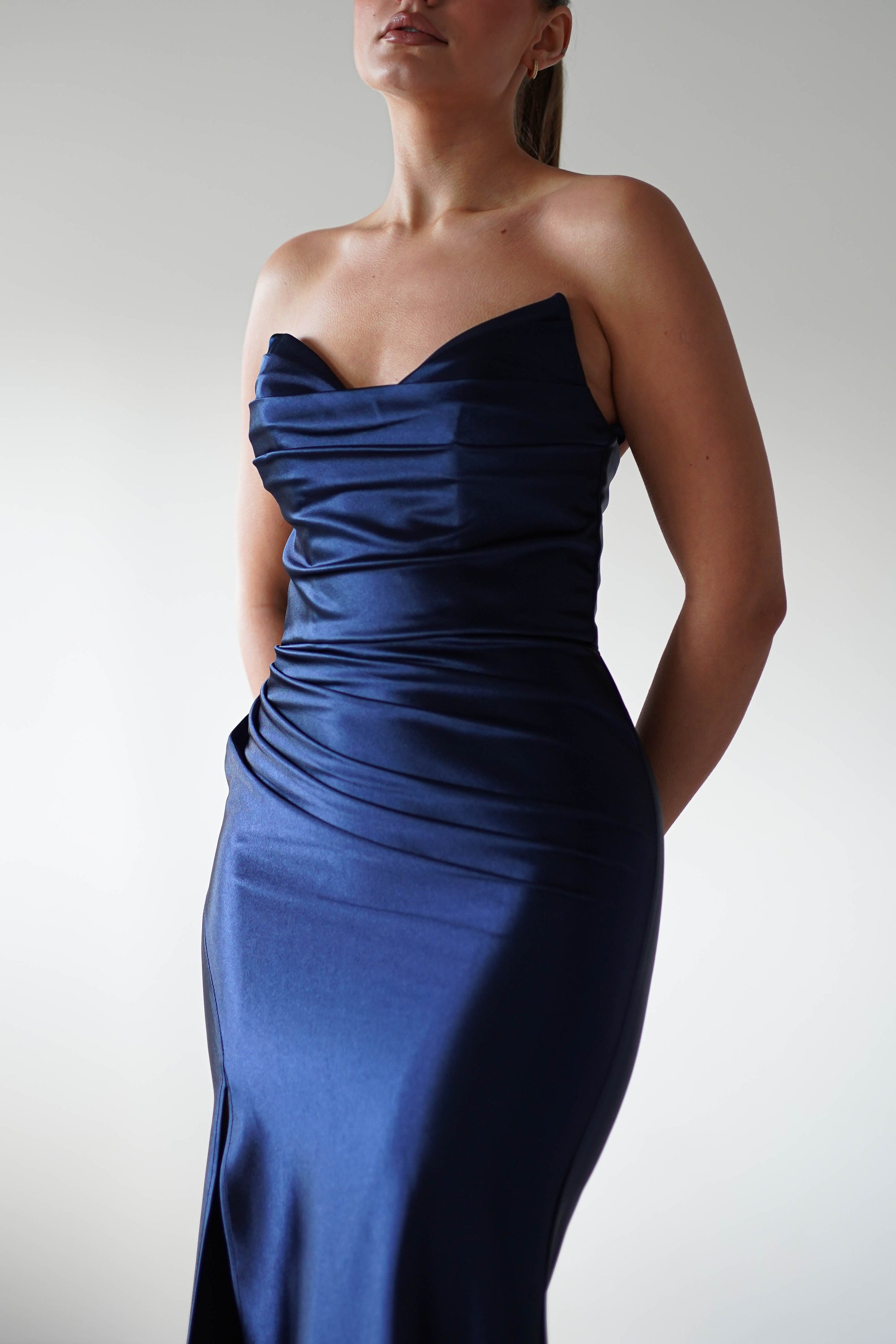 Venice Strapless Bodycon Gown | Navy - Oh Hello Clothing