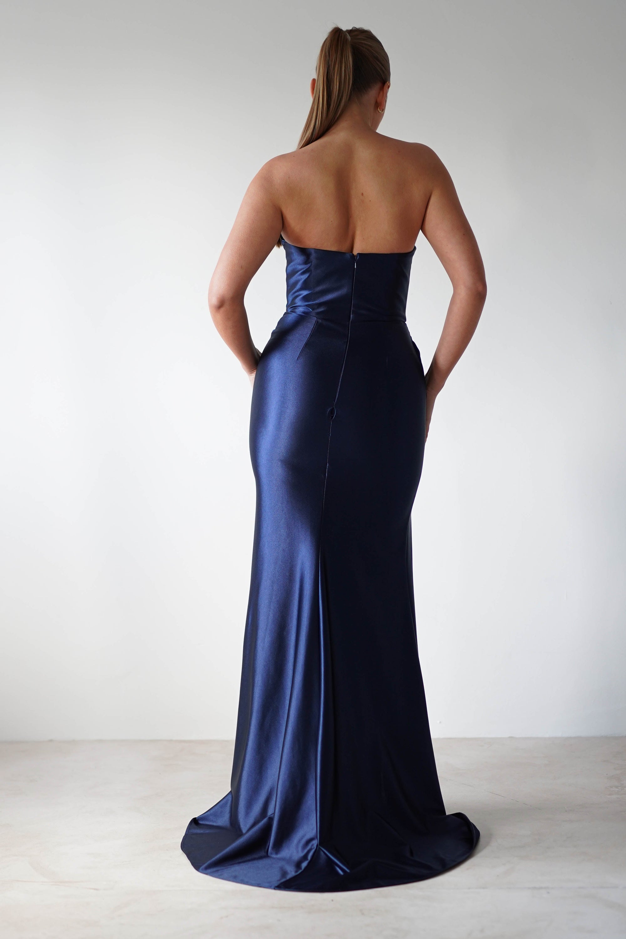 Venice Strapless Bodycon Gown | Navy - Oh Hello Clothing