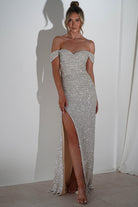 Vilma Sequin Mermaid Gown | Silver/Champange | Oh Hello Clothing | S (8)