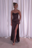 Ziah Soft Satin Gown | Chocolate | Oh Hello Clothing | S (8)