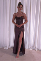 Ziah Soft Satin Gown | Chocolate | Oh Hello Clothing | S (8)