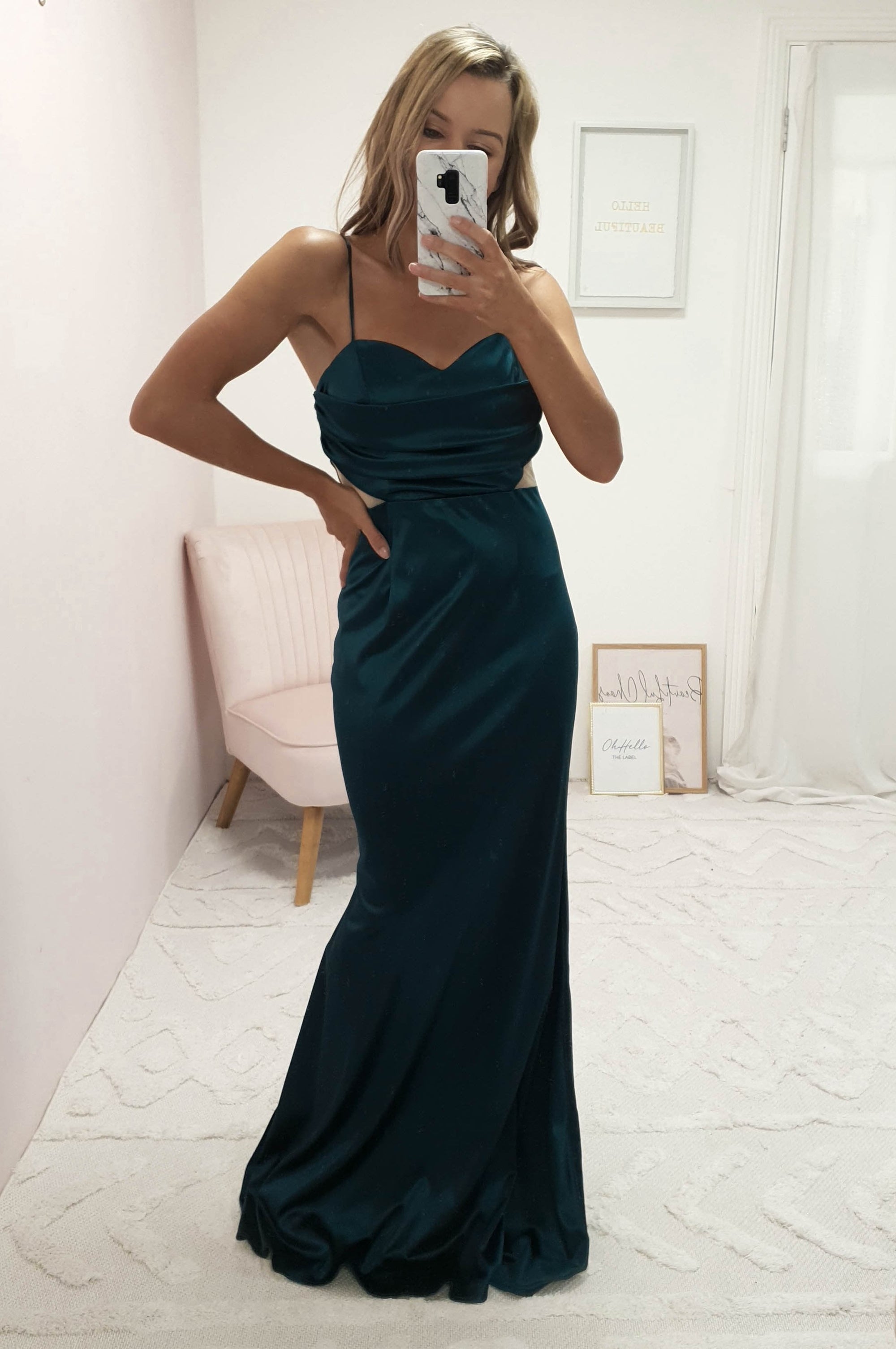 Addison Satin Gown | Emerald Green | Oh Hello Clothing | S (8)