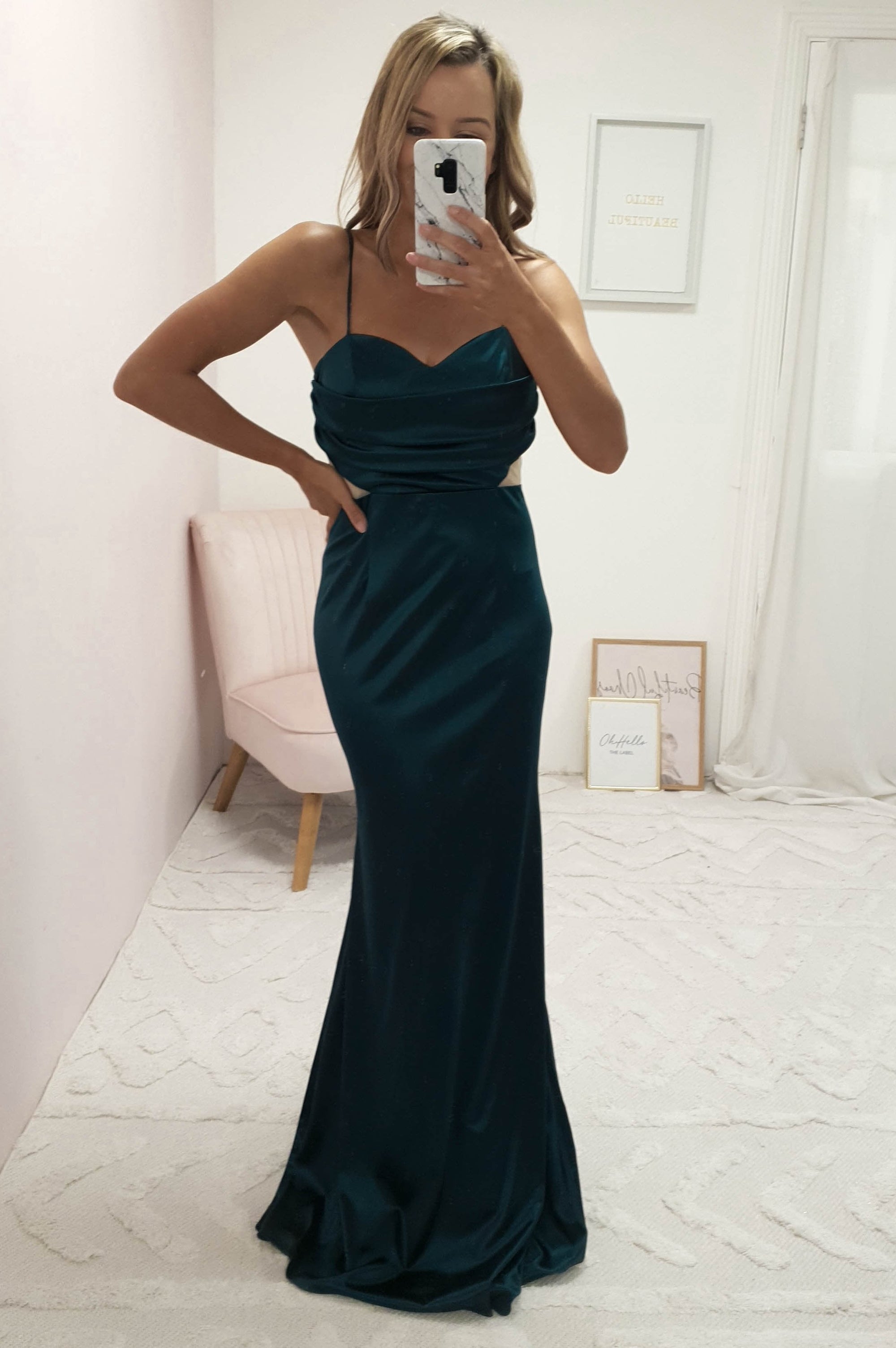 Addison Satin Gown | Emerald Green | Oh Hello Clothing | S (8)