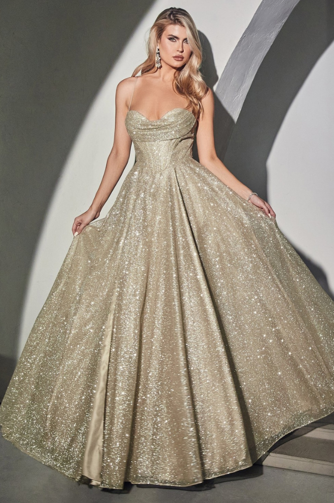 * FERTIG - CD252 (DICKERER SCHWANZ/KÖRPER) GLITZER-KORSETTKLEID | Gold** CIND**