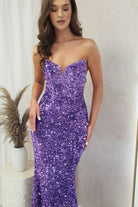Katri Sequin Strapless Gown | Lavendar | Oh Hello Clothing | XS (6)