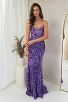 Katri Sequin Strapless Gown | Lavendar | Oh Hello Clothing | XS (6)