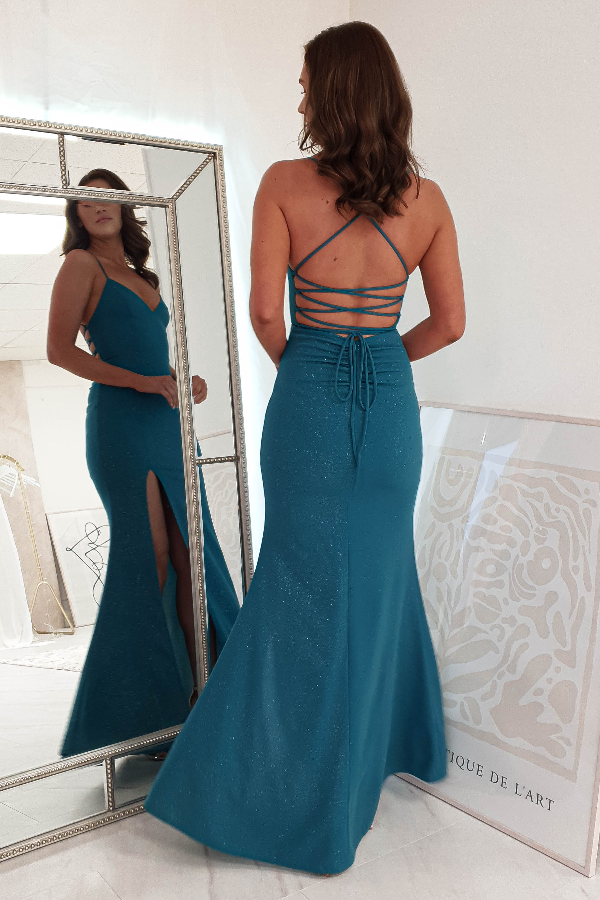 Saraid Glitter Gown | Teal | Oh Hello Clothing | XS (6)