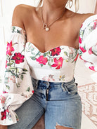 Shani Off The Shoulder Top/Bodysuit | Mixed Print | Oh Hello Clothing | XS (6)