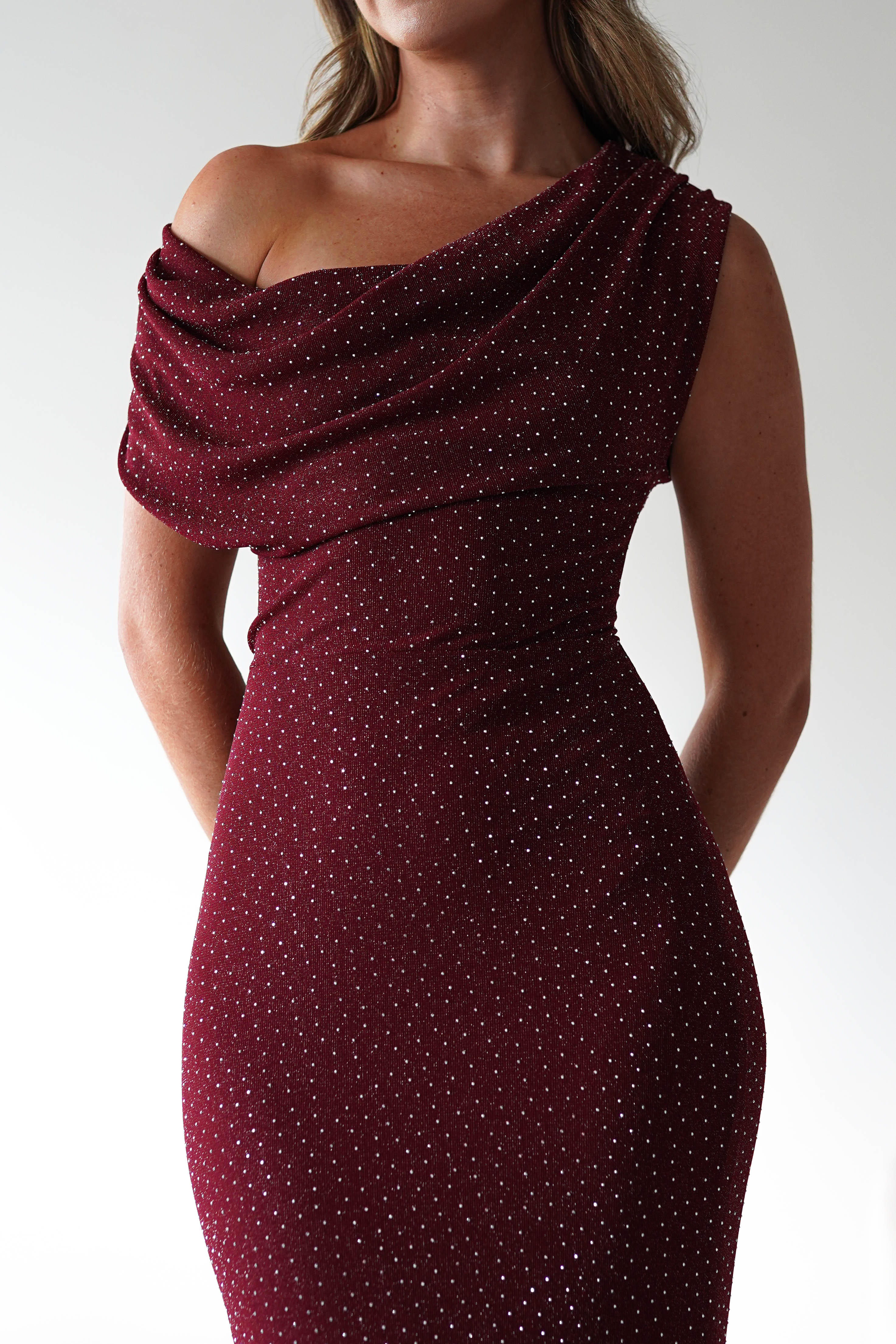 Vera & Lucy Dresses 1*DONE-15778-BORDEUX DRESS WITH DIAMONDS- VERY&LUCY
