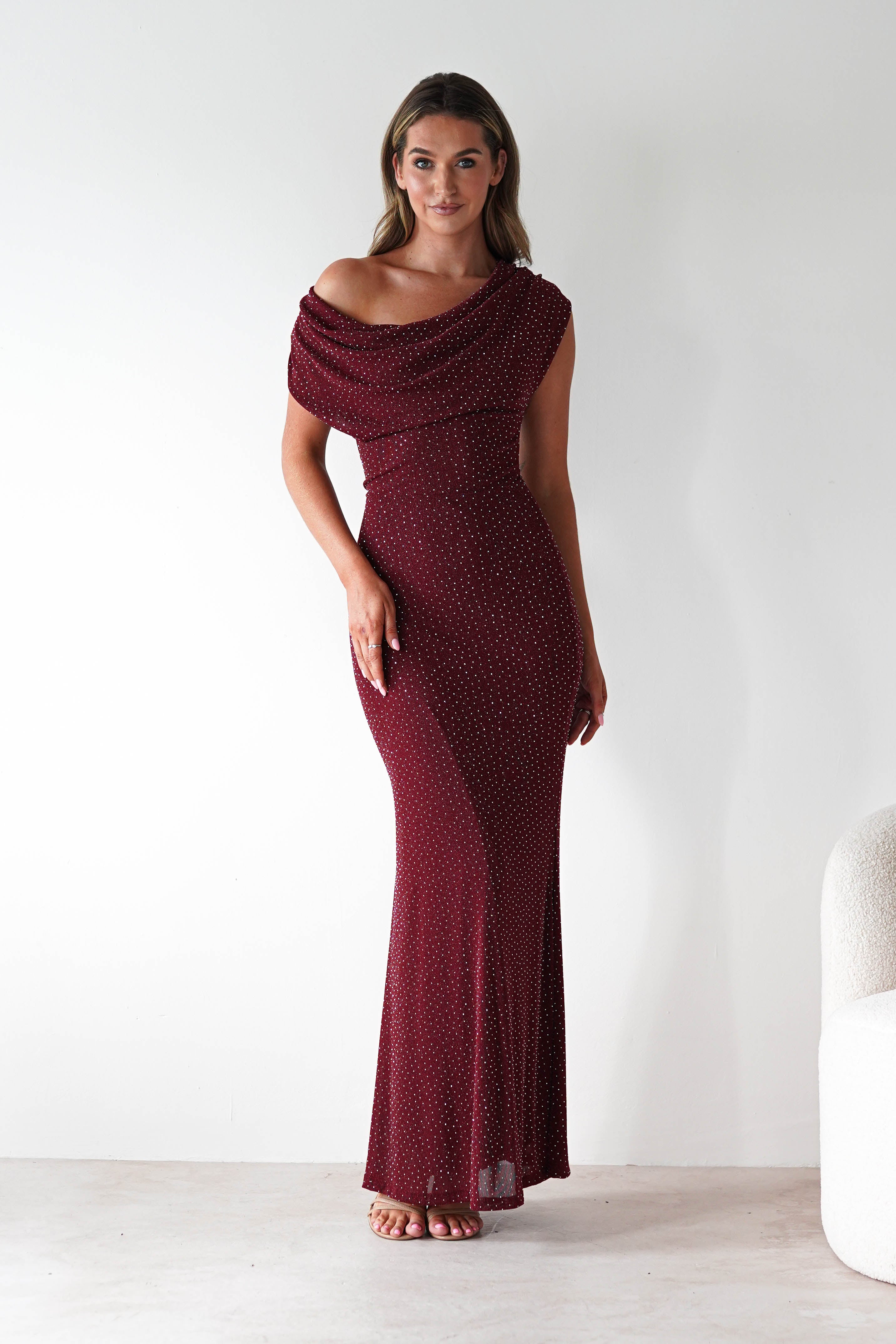 Vera & Lucy Dresses 1*DONE-15778-BORDEUX DRESS WITH DIAMONDS- VERY&LUCY