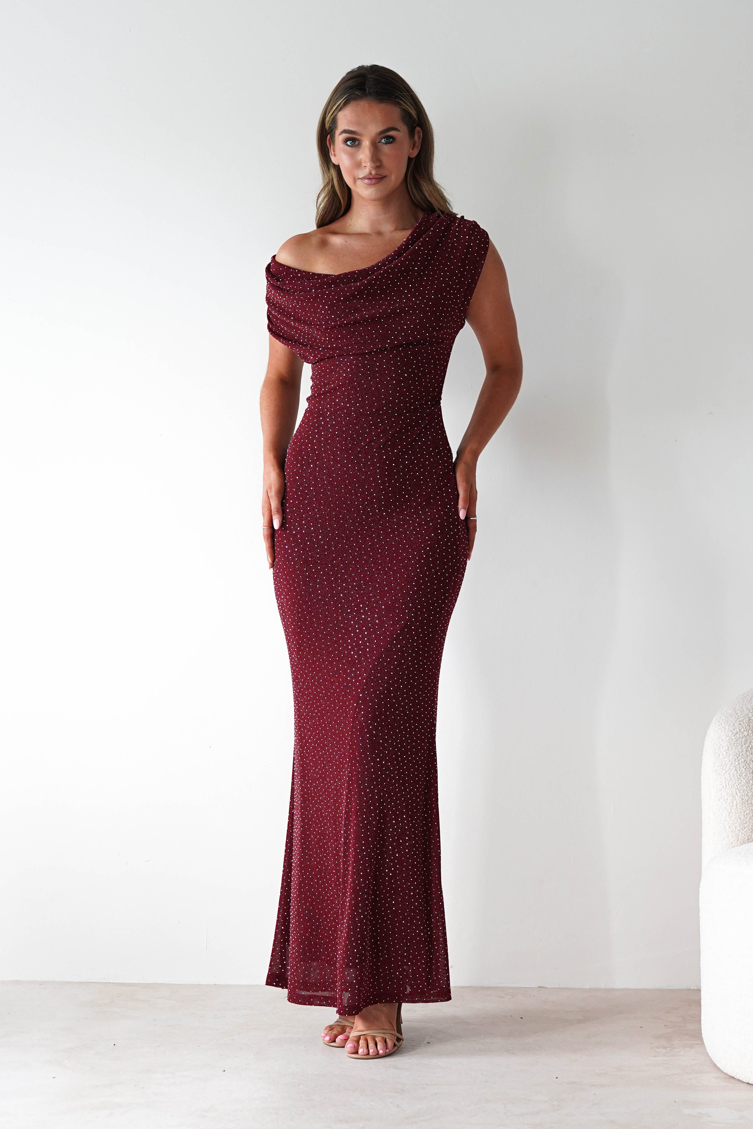 Vera & Lucy Dresses 1*DONE-15778-BORDEUX DRESS WITH DIAMONDS- VERY&LUCY