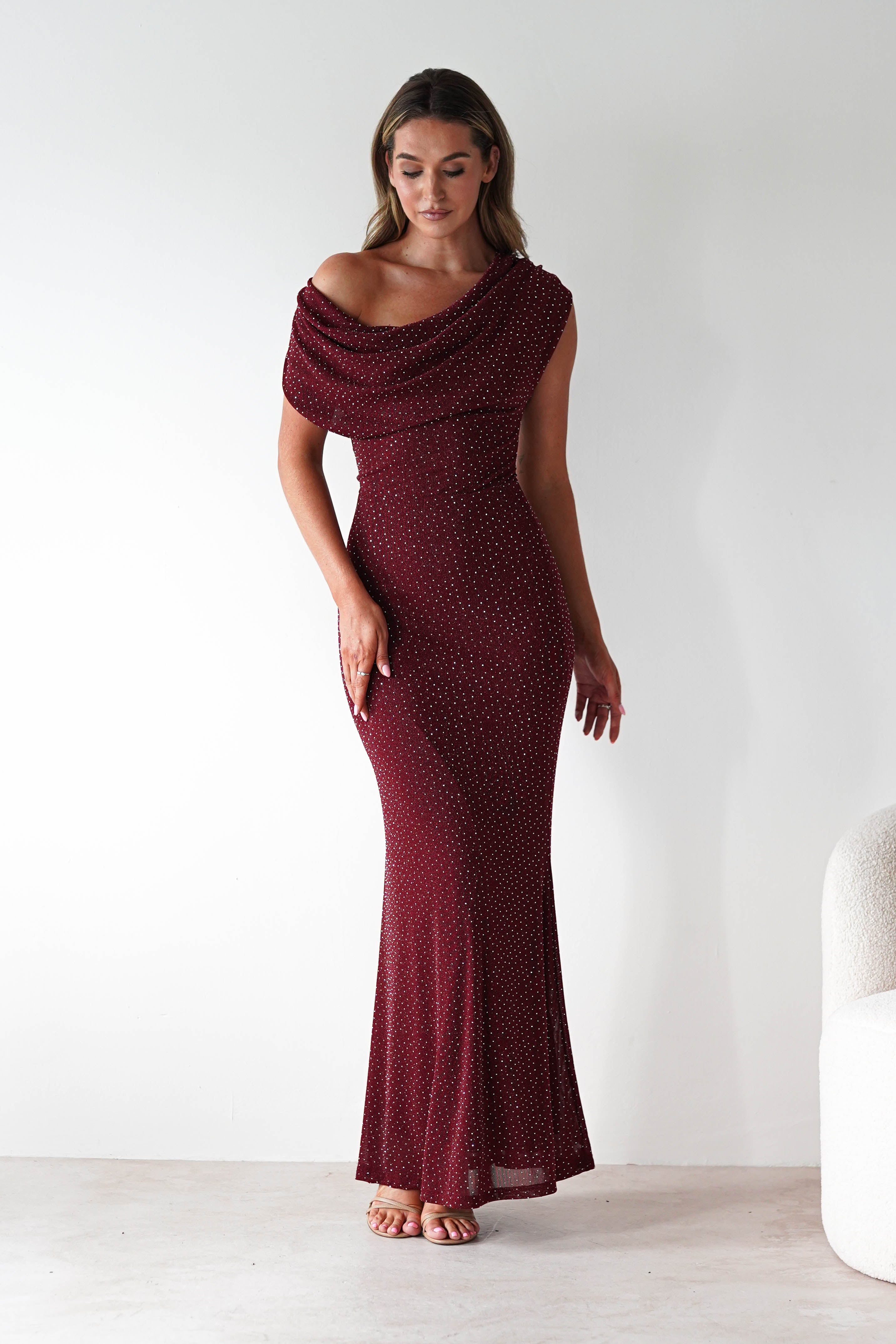 Vera & Lucy Dresses 1*DONE-15778-BORDEUX DRESS WITH DIAMONDS- VERY&LUCY