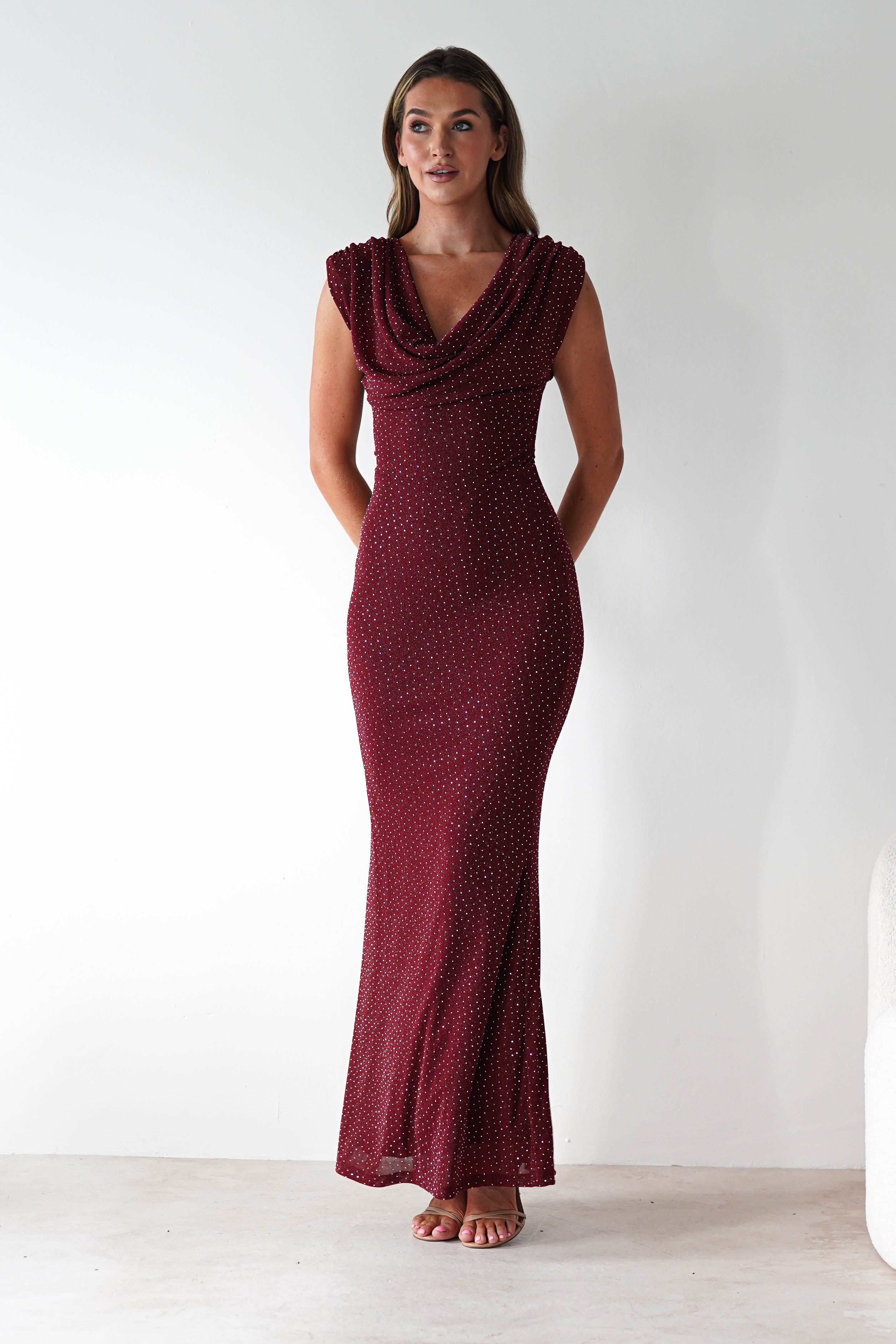 Vera & Lucy Dresses 1*DONE-15778-BORDEUX DRESS WITH DIAMONDS- VERY&LUCY