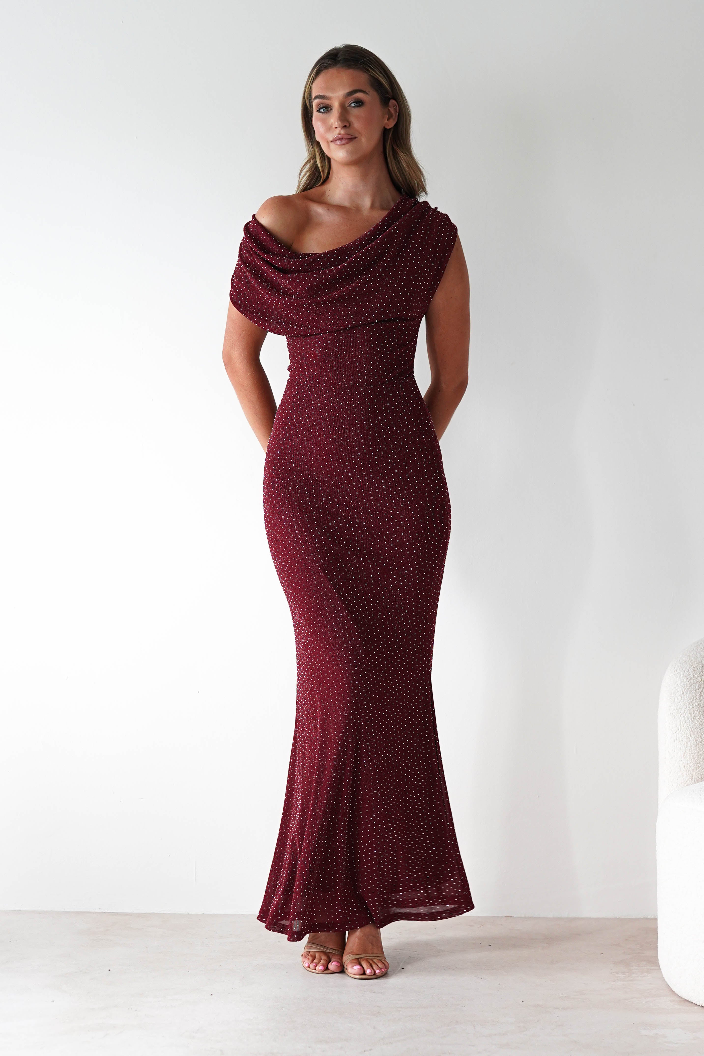 Vera & Lucy Dresses 1*DONE-15778-BORDEUX DRESS WITH DIAMONDS- VERY&LUCY