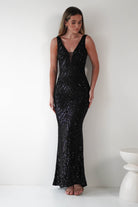 Julietta Sequin Bodycon Maxi  | Black - Oh Hello Clothing