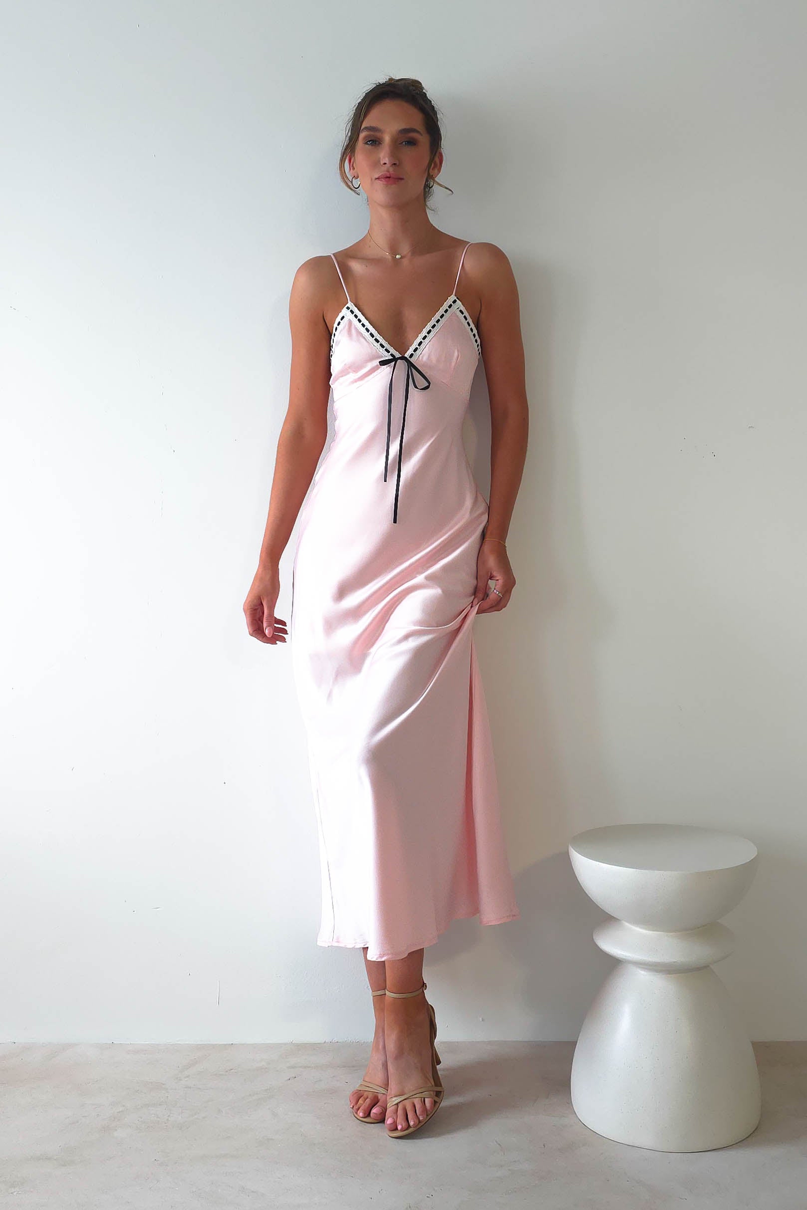 Lottie Soft Satin Slip Maxi Dress | Rose Pink
