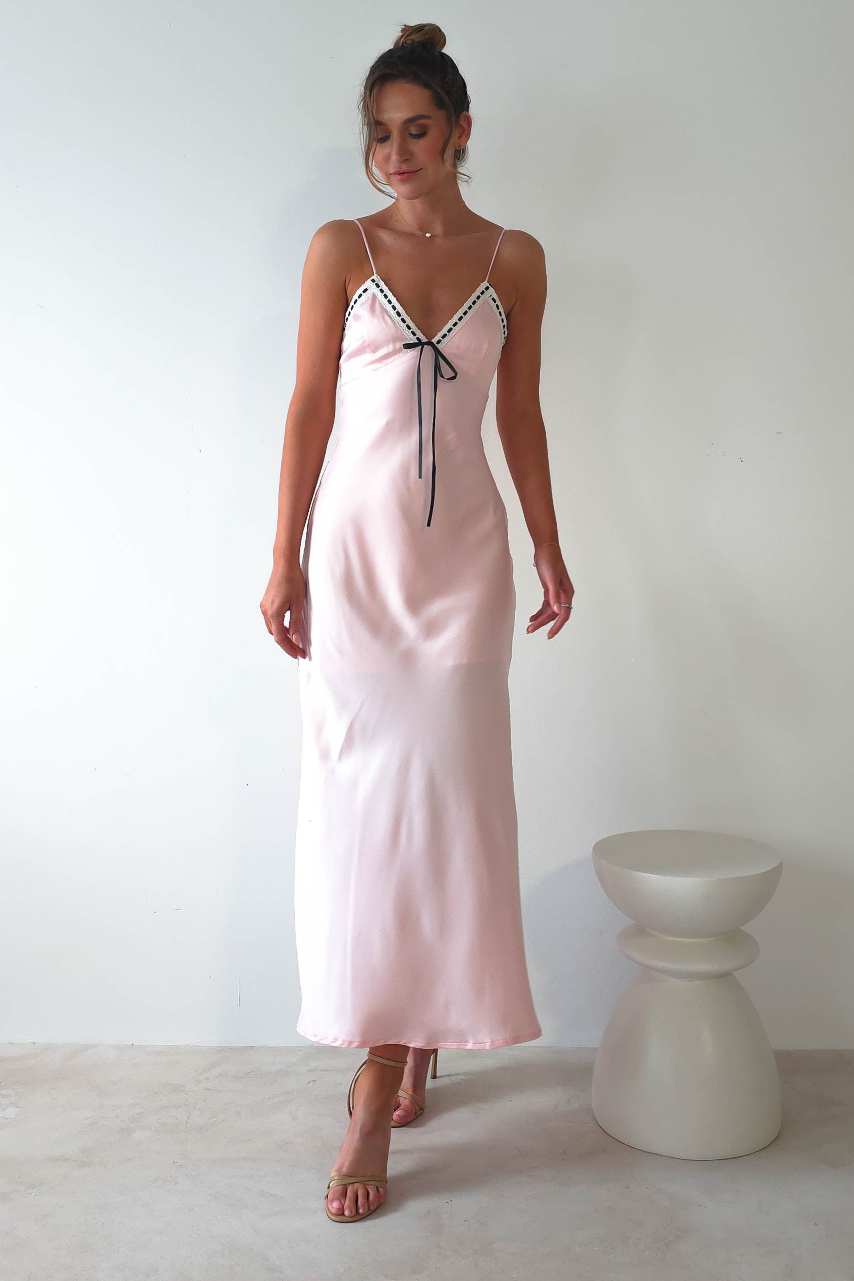 Lottie Soft Satin Slip Maxi Dress | Rose Pink