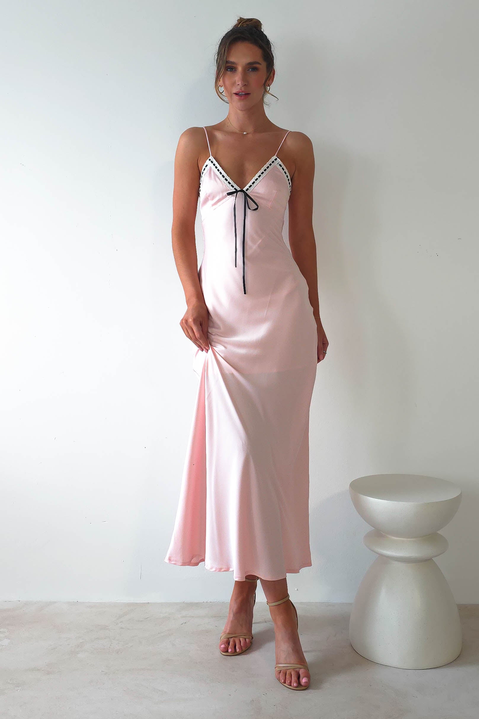 Lottie Soft Satin Slip Maxi Dress | Rose Pink