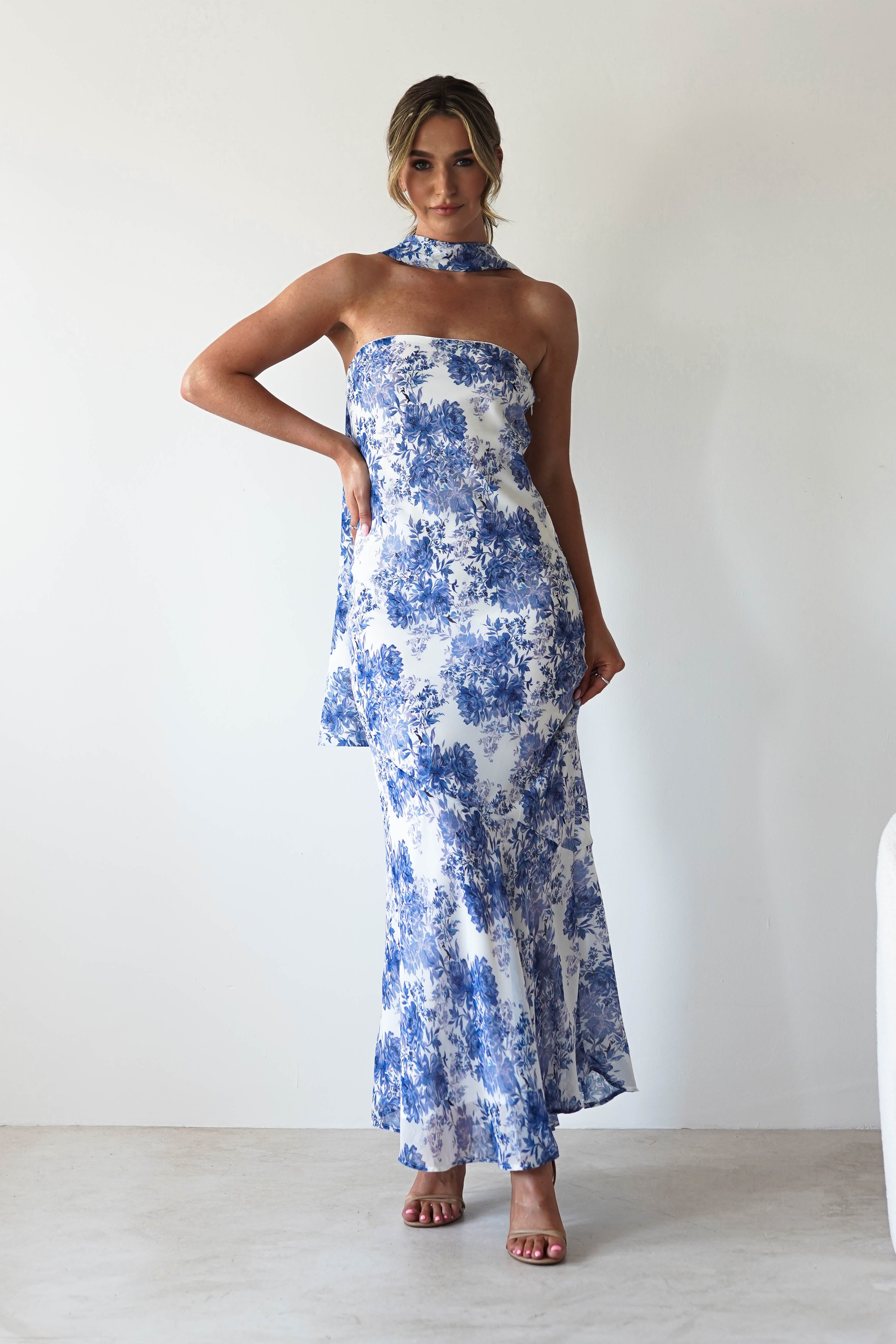 Charlene Floral Chiffon Maxi Dress | Blue Print