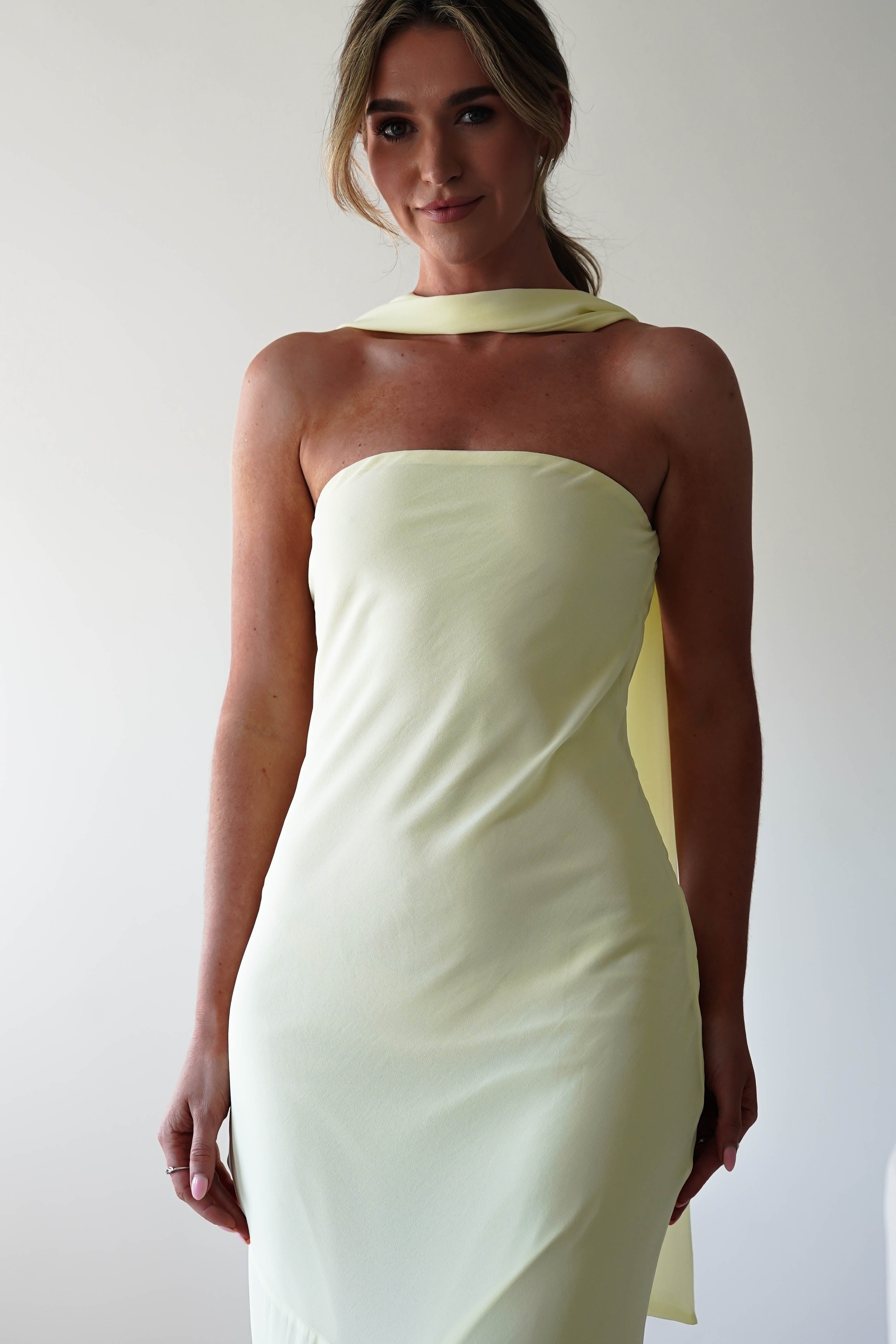 Carli Strapless Chiffon Maxi Dress | Yellow