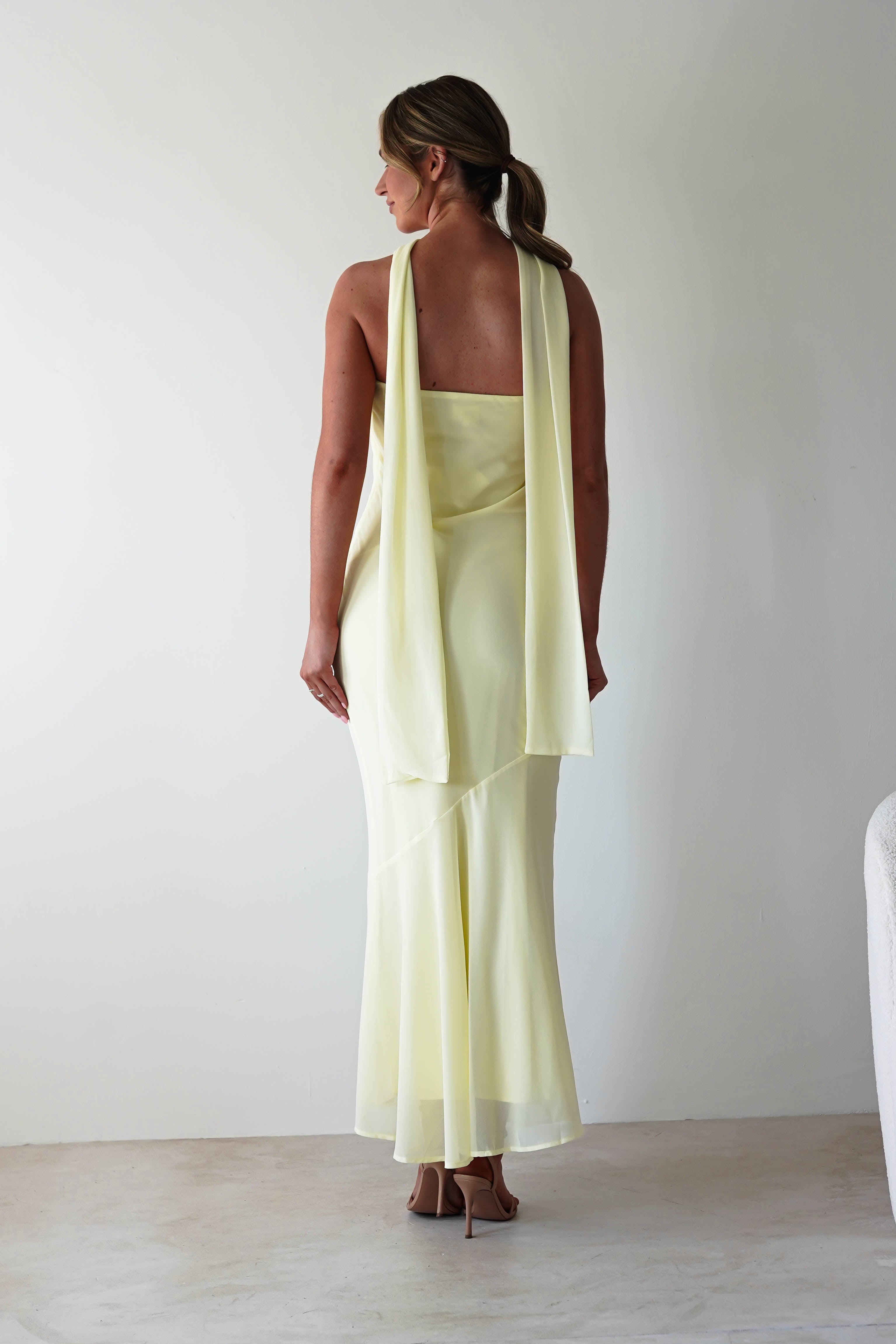 Carli Strapless Chiffon Maxi Dress | Yellow