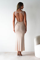 F&P Dresses 1*DONE -605577- BEIGE BACKLESS DRESS WITH CRYSTALS