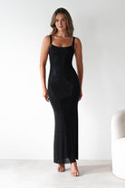 F&P Dresses 1*DONE -605577-BLACK BACKLESS DRESS WITH CRYSTALS