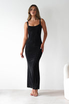 F&P Dresses 1*DONE -605577-BLACK BACKLESS DRESS WITH CRYSTALS