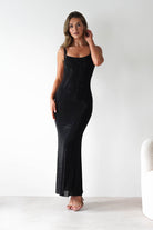 F&P Dresses 1*DONE -605577-BLACK BACKLESS DRESS WITH CRYSTALS