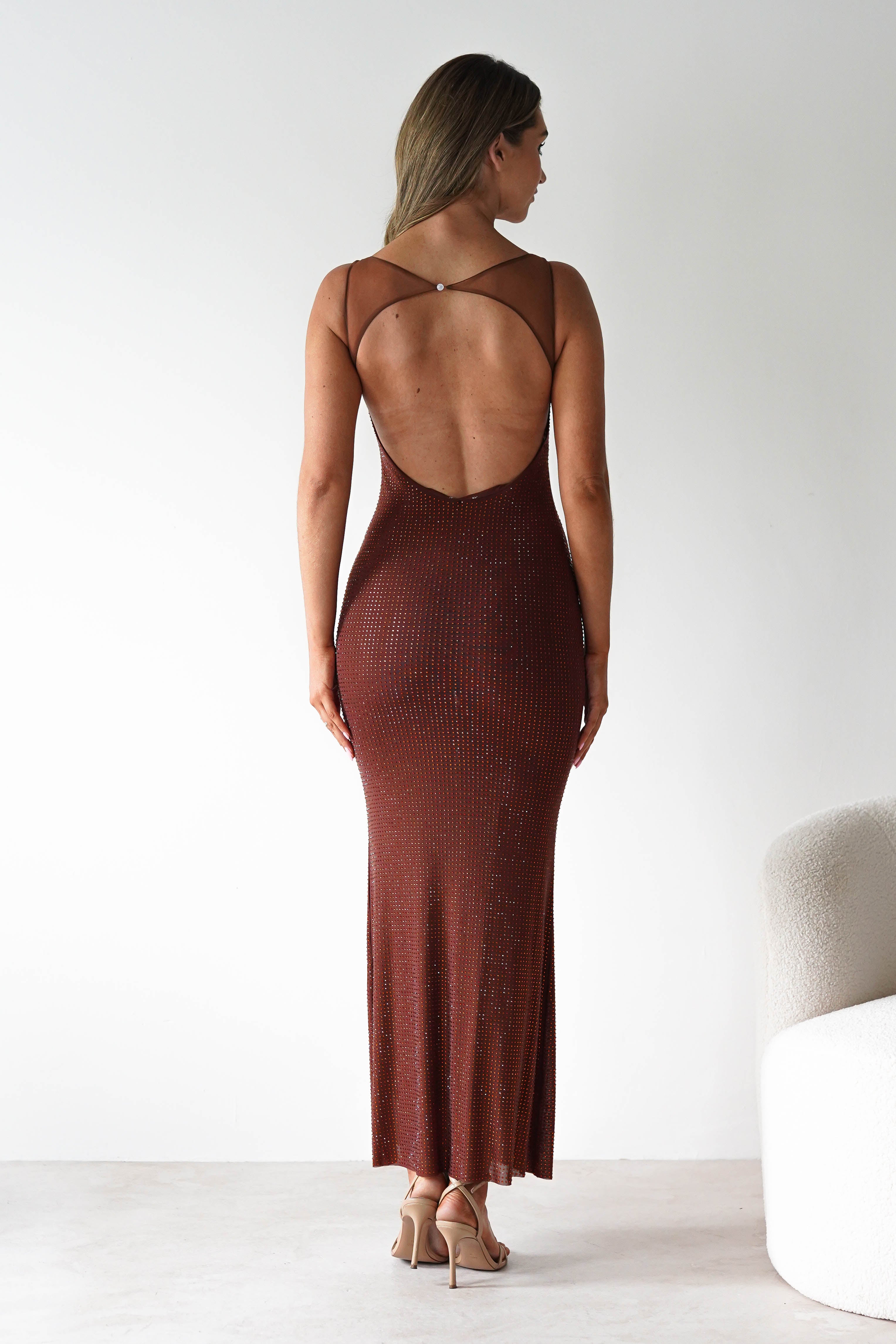 F&P Dresses 1*DONE -605577- CAFE BACKLESS DRESS WITH CRYSTALS (Copy)