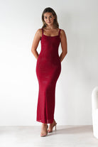 F&P Dresses 1*DONE -605577-RED BACKLESS DRESS WITH CRYSTALS