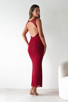 F&P Dresses 1*DONE -605577-RED BACKLESS DRESS WITH CRYSTALS