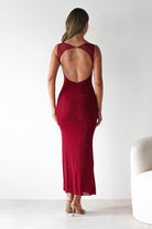 F&P Dresses 1*DONE -605577-RED BACKLESS DRESS WITH CRYSTALS