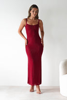 F&P Dresses 1*DONE -605577-RED BACKLESS DRESS WITH CRYSTALS