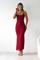 F&P Dresses 1*DONE -605577-RED BACKLESS DRESS WITH CRYSTALS