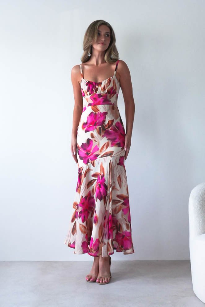 Amari Floral Print Midaxi Dress | Mixed Print | Oh Hello Clothing | XS (6)