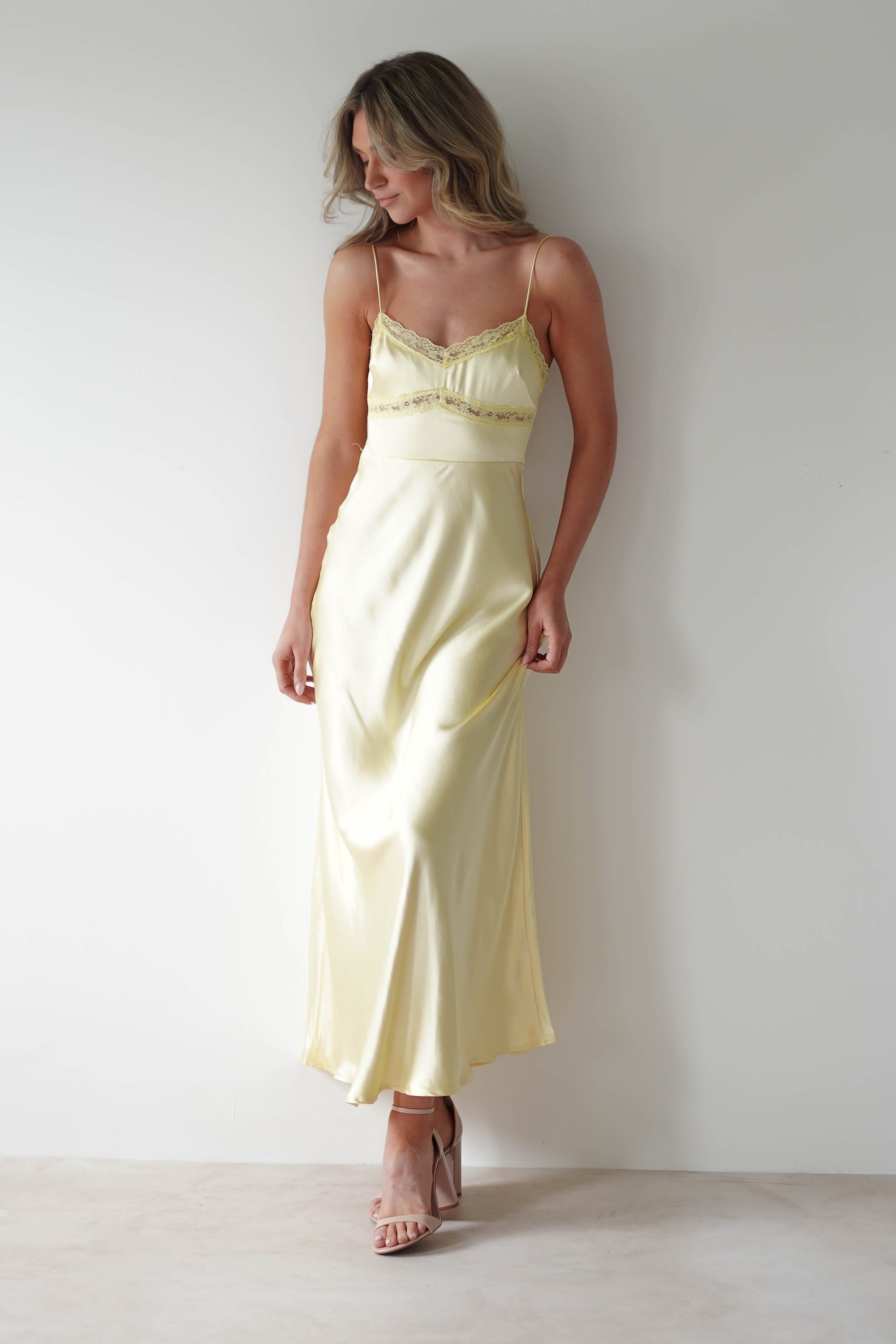 Sophia Soft Lace Maxi Dress | Yellow - Oh Hello Clothing