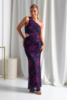 Petra Bodycon Printed Maxi  | Grape - Oh Hello Clothing