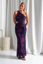 Petra Bodycon Printed Maxi  | Grape - Oh Hello Clothing
