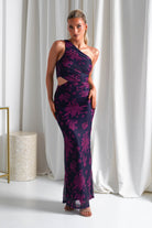 Petra Bodycon Printed Maxi  | Grape - Oh Hello Clothing