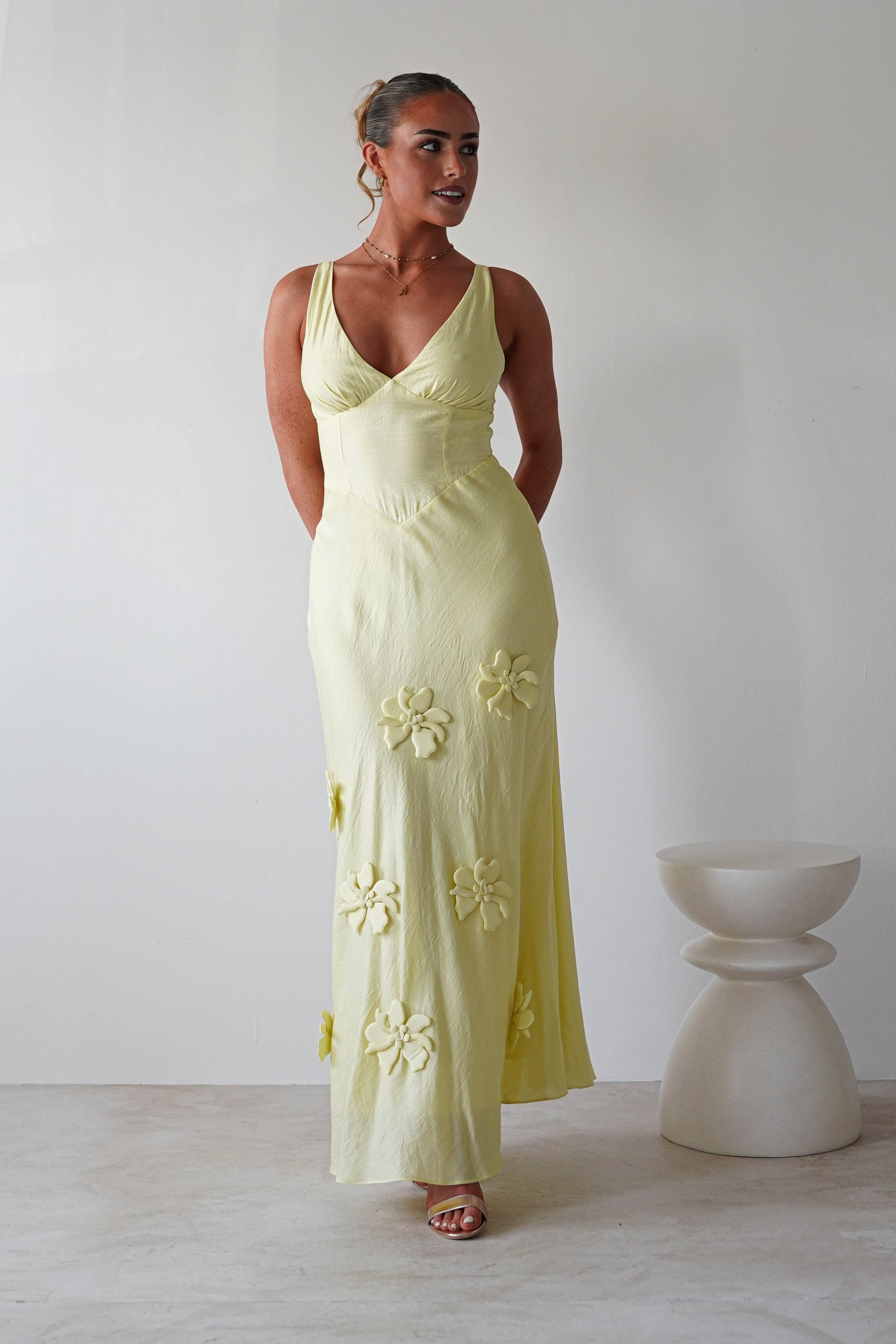 Hailey Cotton Floral Detail Maxi | Yellow | Oh Hello Clothing | XS (6)