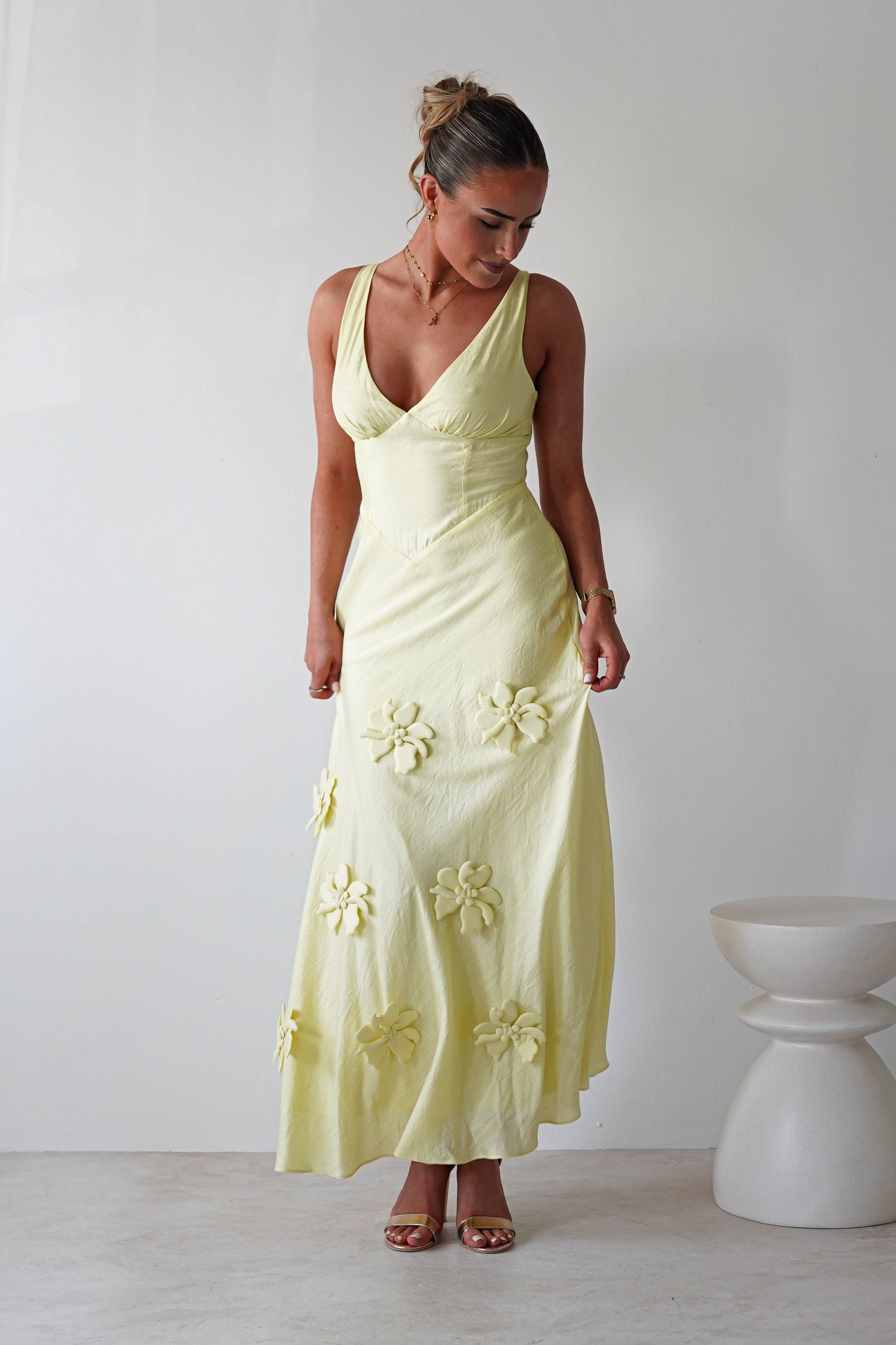 Hailey Cotton Floral Detail Maxi | Yellow | Oh Hello Clothing | XS (6)