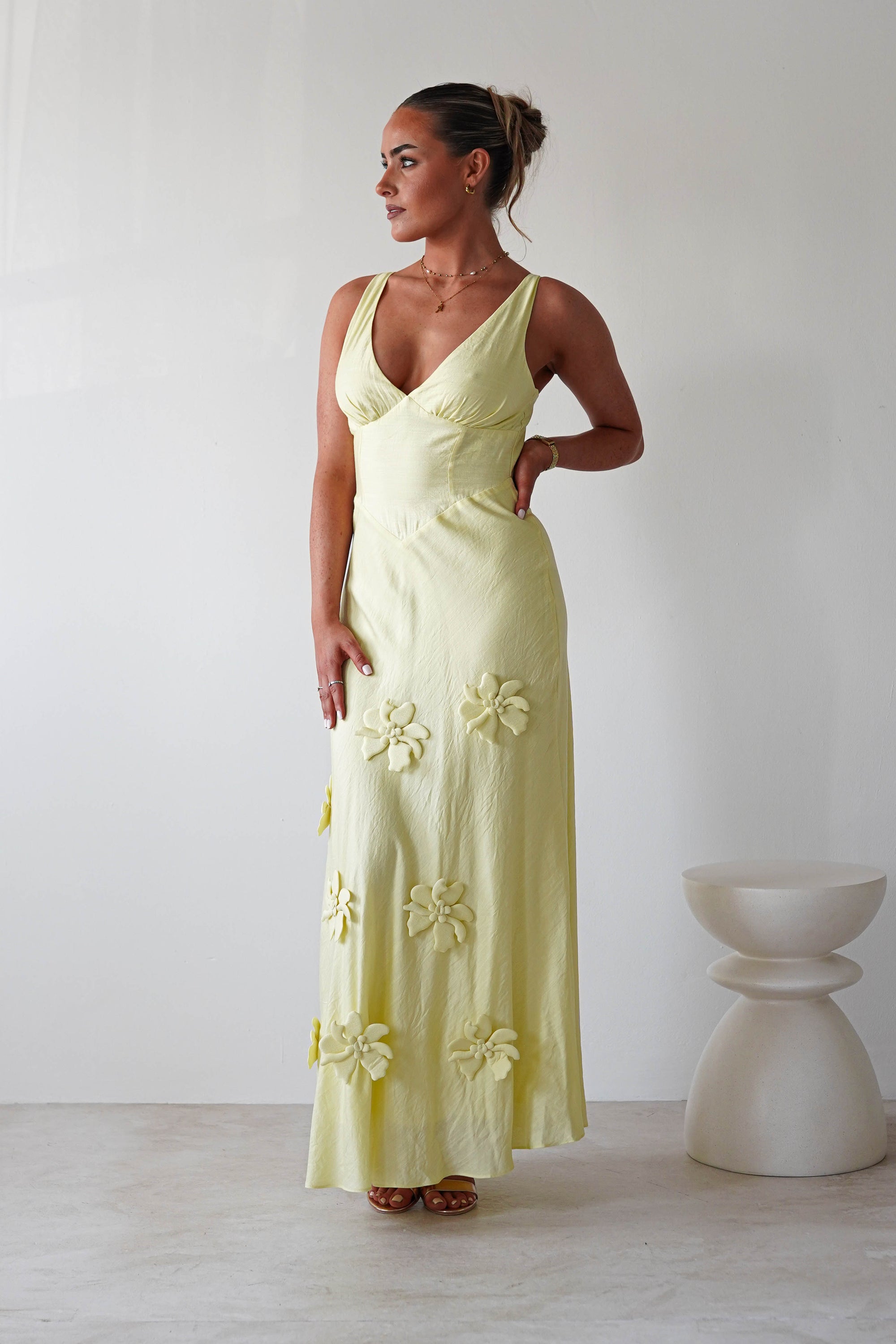 Hailey Cotton Floral Detail Maxi | Yellow | Oh Hello Clothing | XS (6)