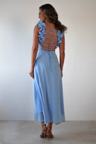 Sadie Ruffle Sleeve Maxi Dress | Blue - Oh Hello Clothing