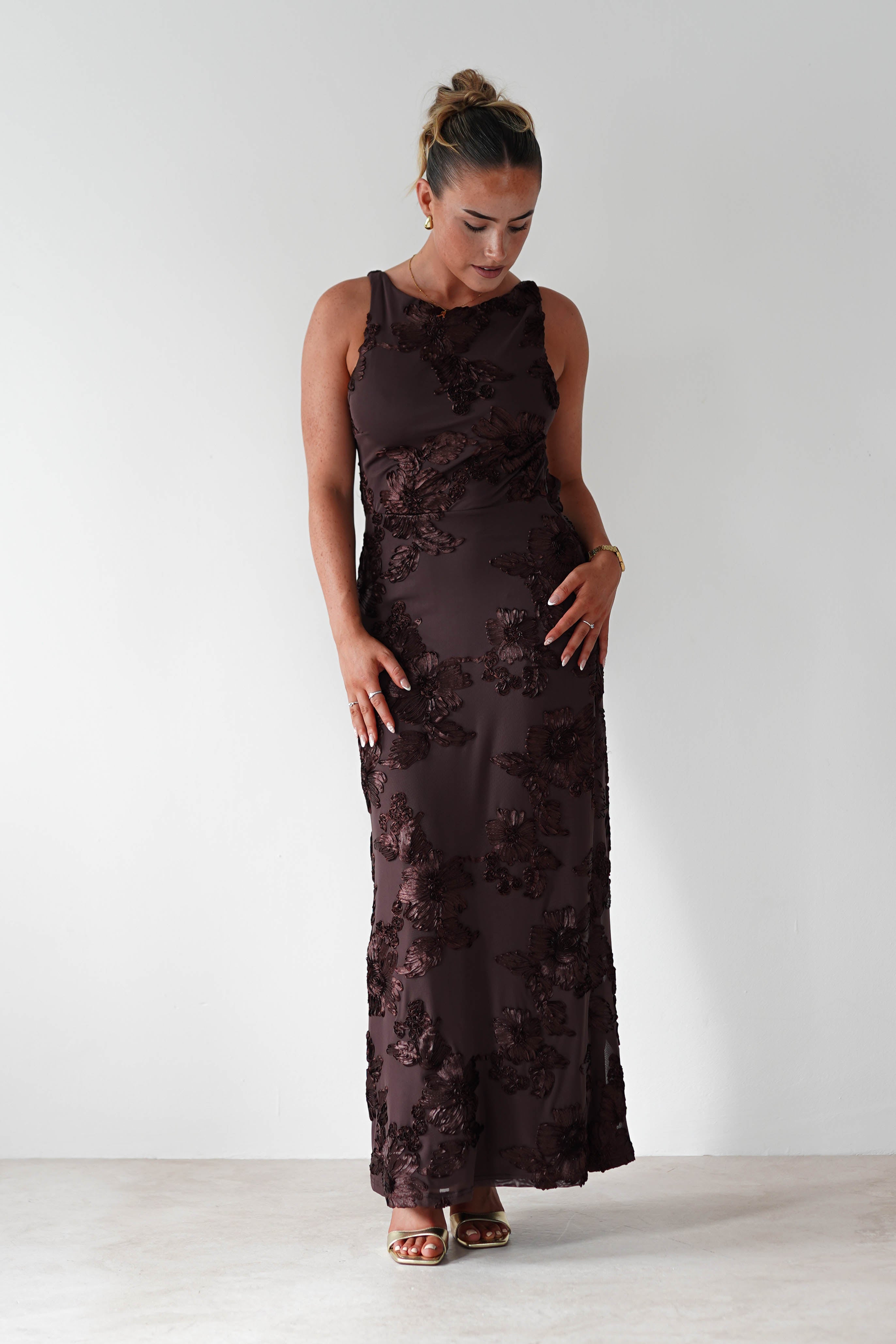 SASHA Dresses 1*DONE - 64623D06 CHOCOLATE MAXI LIKE HALSEY
