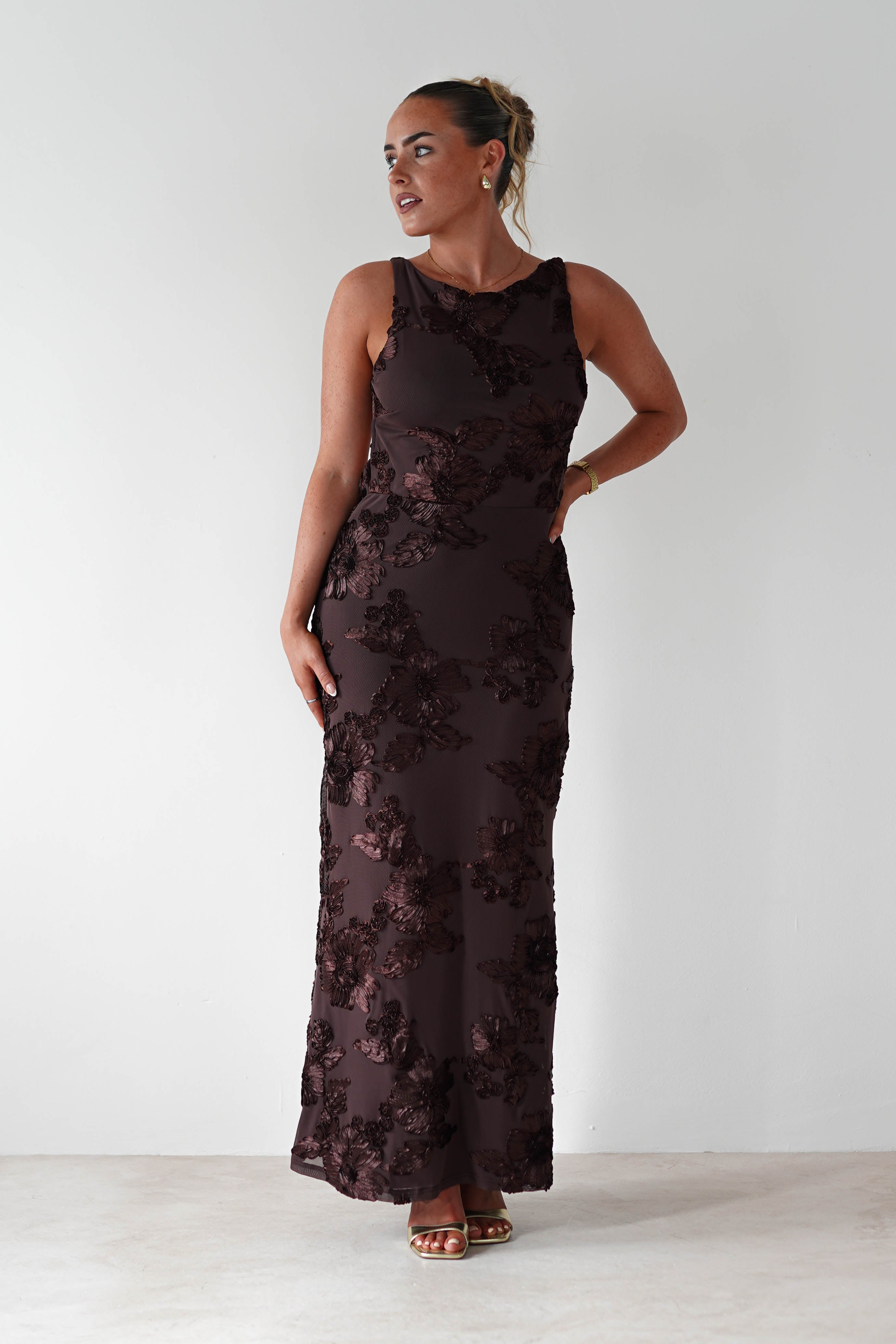 SASHA Dresses 1*DONE - 64623D06 CHOCOLATE MAXI LIKE HALSEY