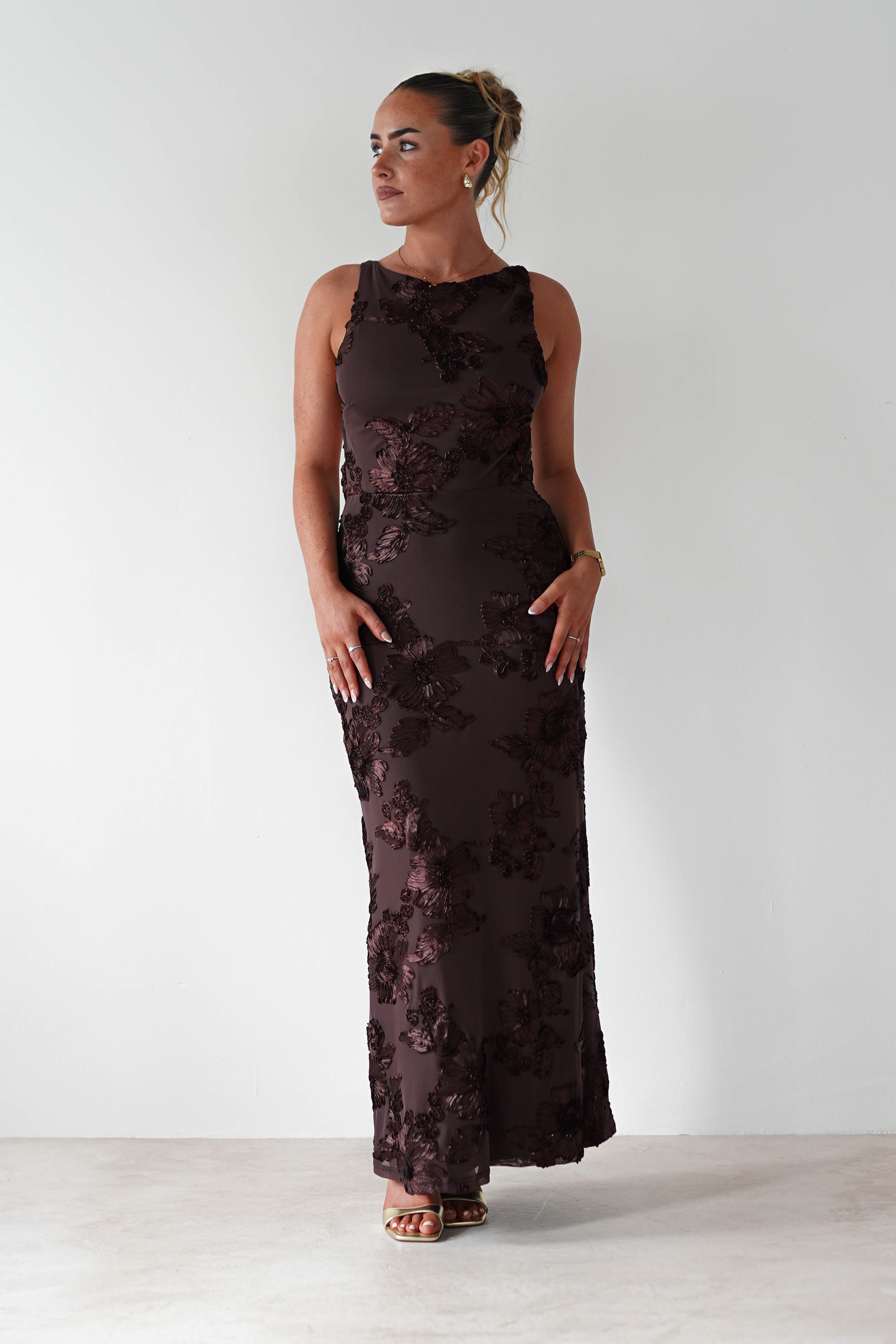 SASHA Dresses 1*DONE - 64623D06 CHOCOLATE MAXI LIKE HALSEY